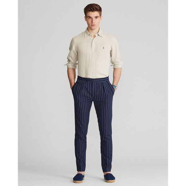 Tan Slim Fit Linen Shirt Polo Ralph Lauren 4