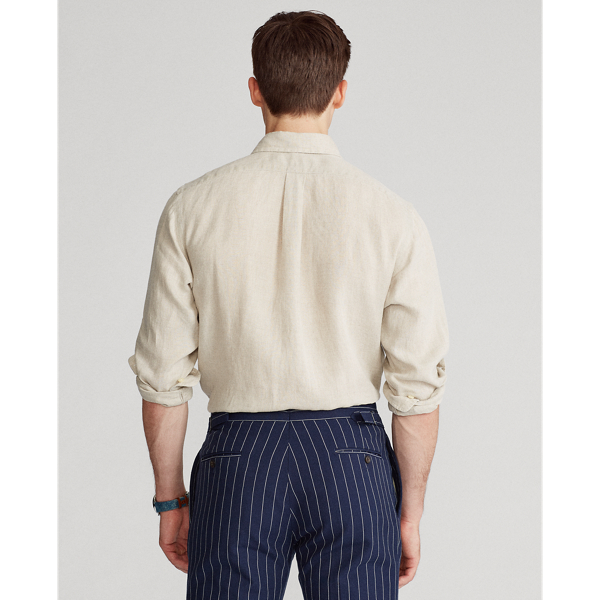 Tan Slim Fit Linen Shirt Polo Ralph Lauren 5