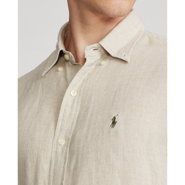 Tan Slim Fit Linen Shirt Polo Ralph Lauren 6