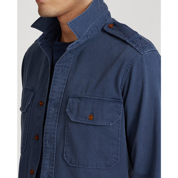 Boston Navy Classic Fit Twill Workshirt Polo Ralph Lauren 6