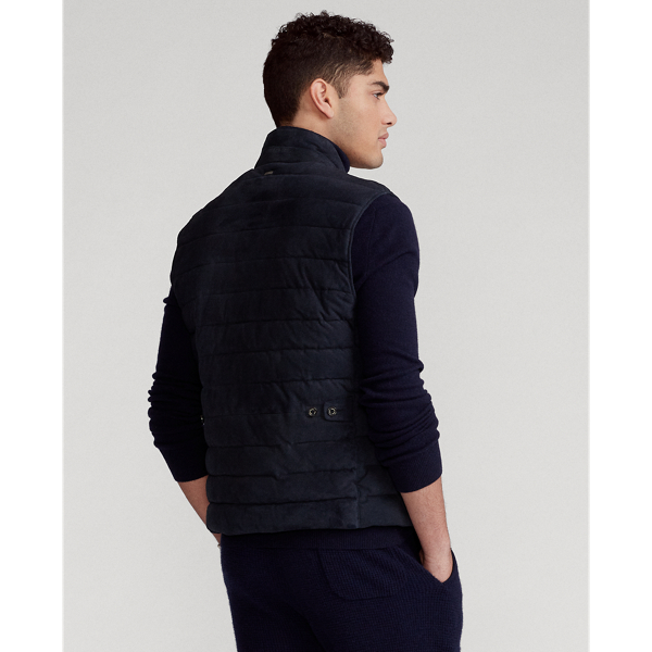 Collection Navy Quilted Suede Gilet Polo Ralph Lauren 4