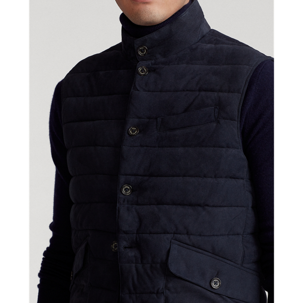 Collection Navy Quilted Suede Gilet Polo Ralph Lauren 5