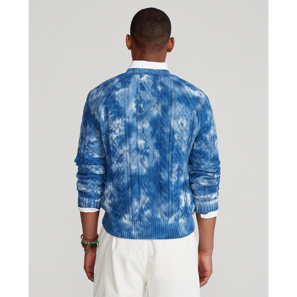 Indigo Tie-Dye Aran-Knit Cotton Jumper Polo Ralph Lauren 5