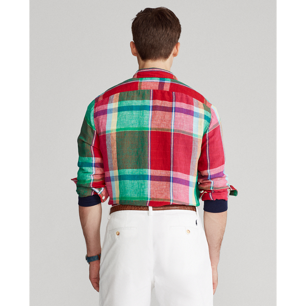 Red/Green Multi Classic Fit Plaid Linen Workshirt Polo Ralph Lauren 5