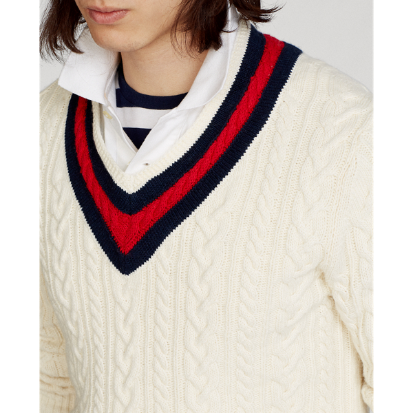 Cream/Navy/Gold The Iconic Cricket Sweater Polo Ralph Lauren 6