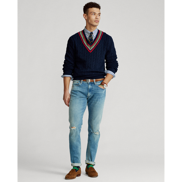 Navy Multi Cotton-Cashmere Cricket Jumper Polo Ralph Lauren 4