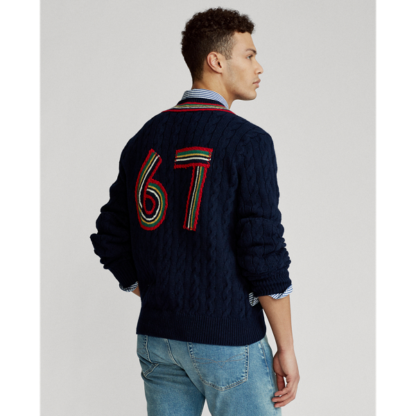 Navy Multi Cotton-Cashmere Cricket Jumper Polo Ralph Lauren 5