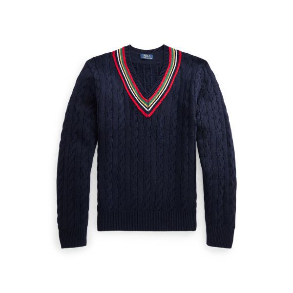 Navy Multi Cotton-Cashmere Cricket Jumper Polo Ralph Lauren 2