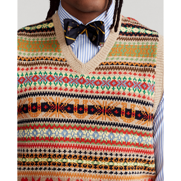 Multi Fair Isle Cotton-Blend Sweater Vest Polo Ralph Lauren 6