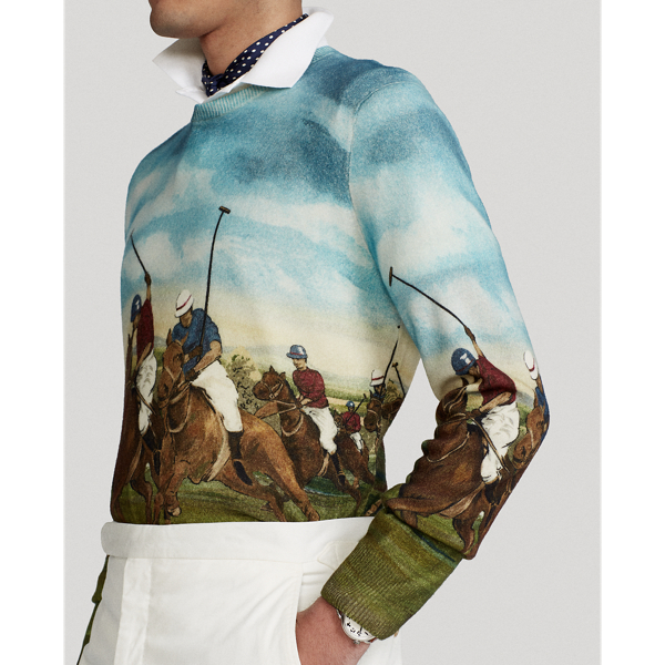Scenic Multi Equestrian-Print Cashmere Jumper Polo Ralph Lauren 5