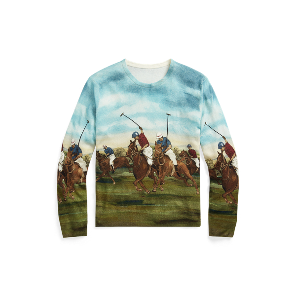 Scenic Multi Equestrian-Print Cashmere Jumper Polo Ralph Lauren 2