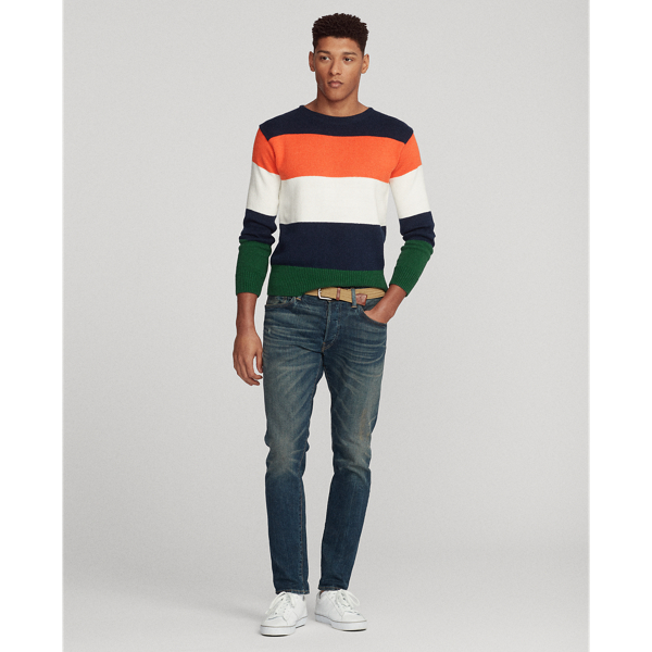 Navy Multi Striped Cotton-Linen Crewneck Jumper Polo Ralph Lauren 4