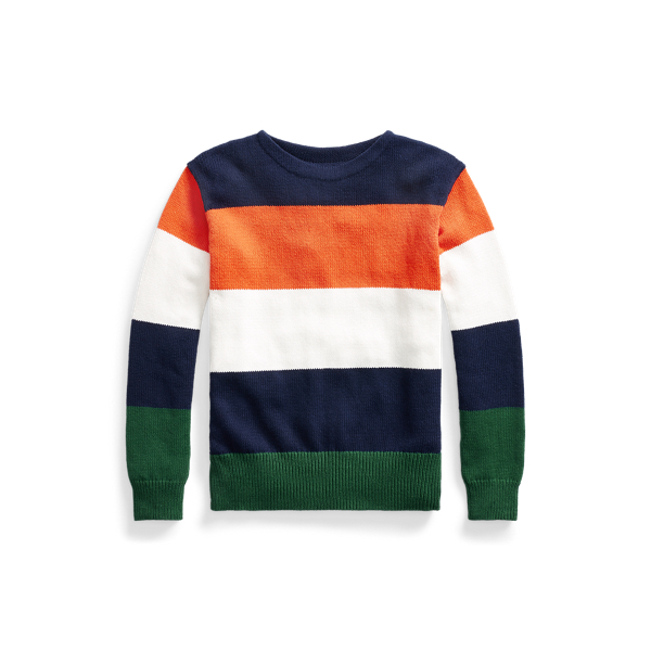 Pull col rond rayé en coton et lin Polo Ralph Lauren en 1