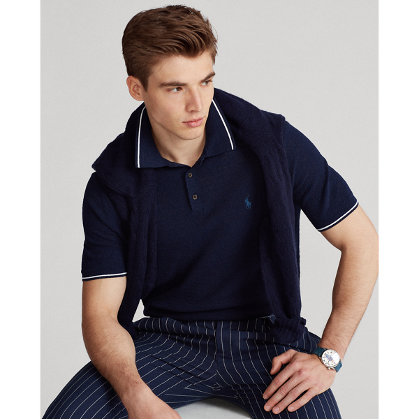 Baumwoll-Leinen-Pullover mit Polokragen Polo Ralph Lauren in Strahlendes Navy 7