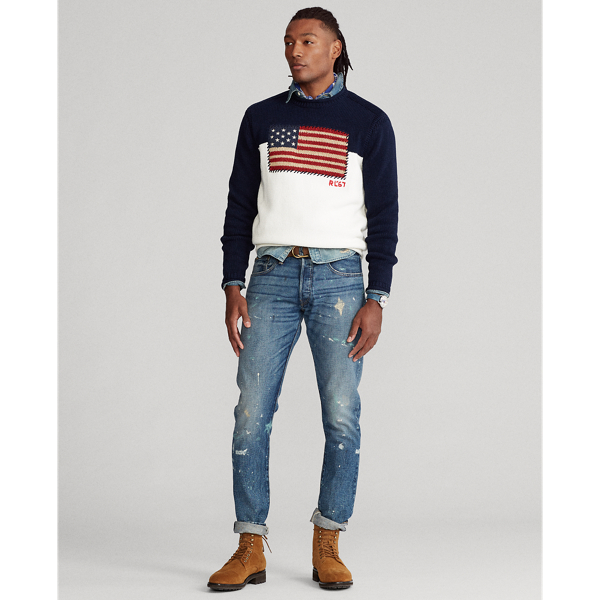 Navy/White Colour-Blocked Flag Jumper Polo Ralph Lauren 4