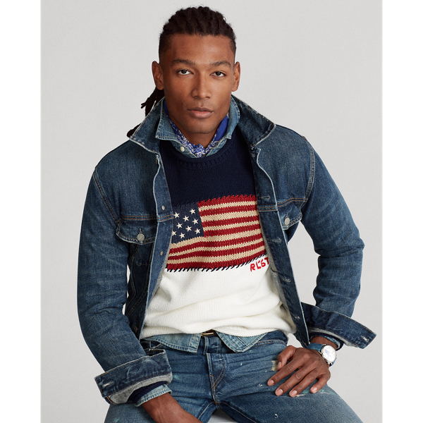 Navy/White Colour-Blocked Flag Jumper Polo Ralph Lauren 7