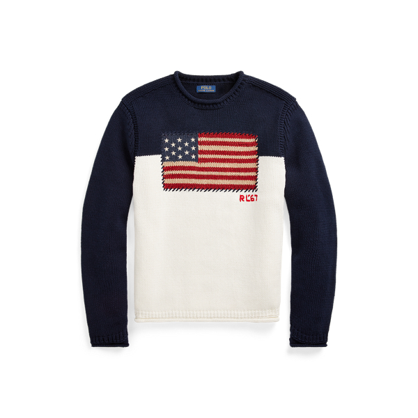 Navy/White Colour-Blocked Flag Jumper Polo Ralph Lauren 2