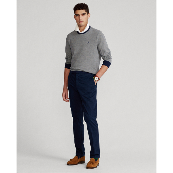 Navy/Grey Herringbone Cotton Crewneck Jumper Polo Ralph Lauren 4