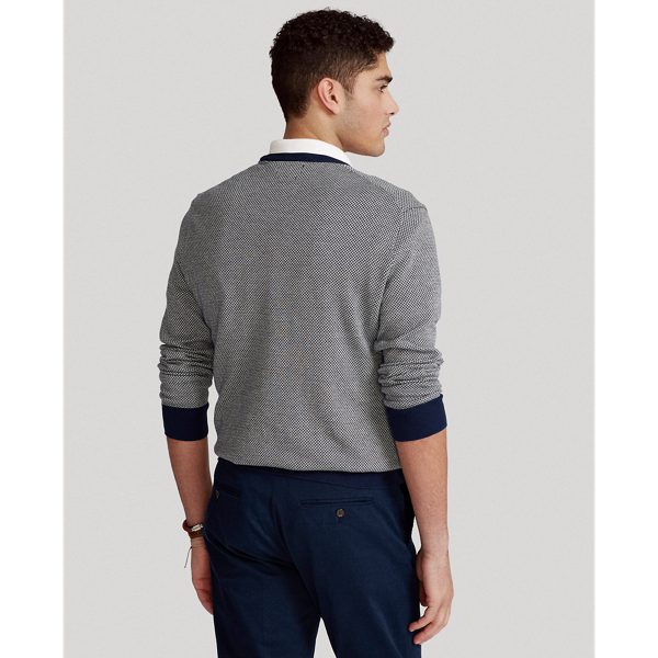 Navy/Grey Herringbone Cotton Crewneck Jumper Polo Ralph Lauren 5