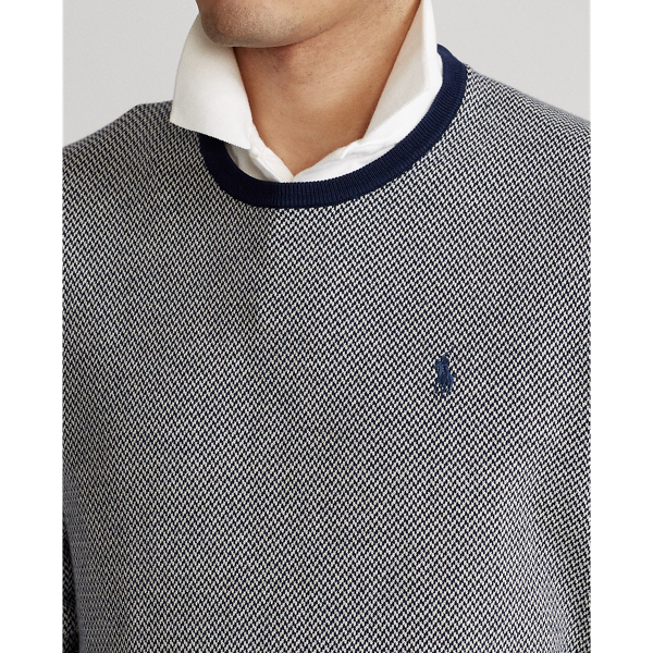 Navy/Grey Herringbone Cotton Crewneck Jumper Polo Ralph Lauren 6
