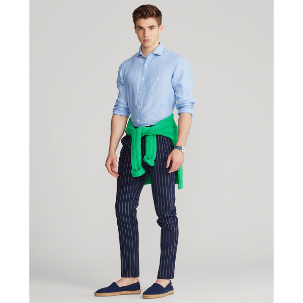 Light Blue Slim Fit Linen Shirt Polo Ralph Lauren 4