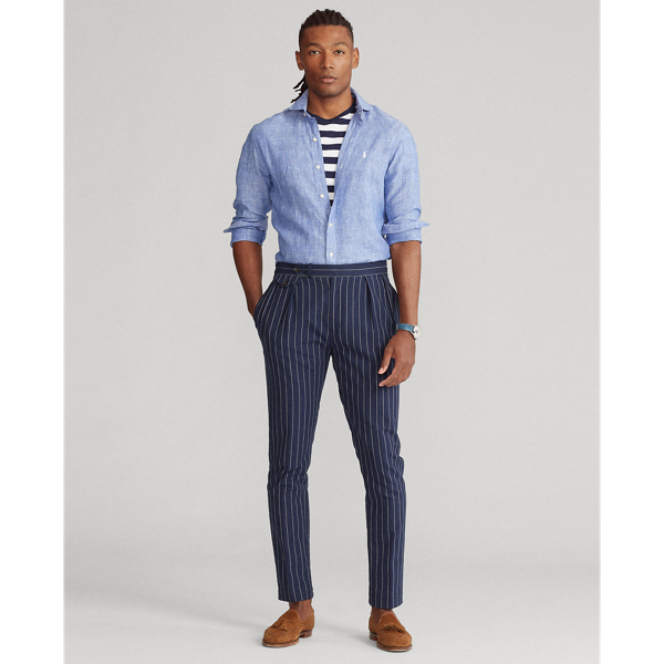Dark Blue Slim Fit Linen Shirt Polo Ralph Lauren 4