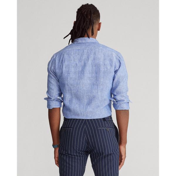 Dark Blue Slim Fit Linen Shirt Polo Ralph Lauren 5