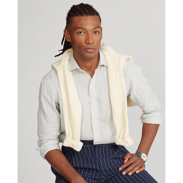 Grey Slim Fit Linen Shirt Polo Ralph Lauren 7