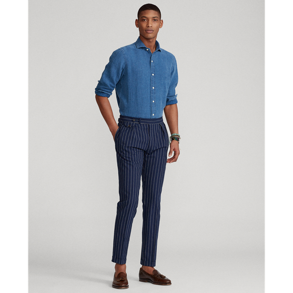 Diamond Geo Classic Fit Indigo Dot-Print Linen Shirt Polo Ralph Lauren 4