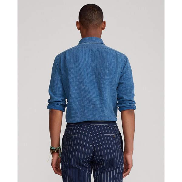 Diamond Geo Classic Fit Indigo Dot-Print Linen Shirt Polo Ralph Lauren 5