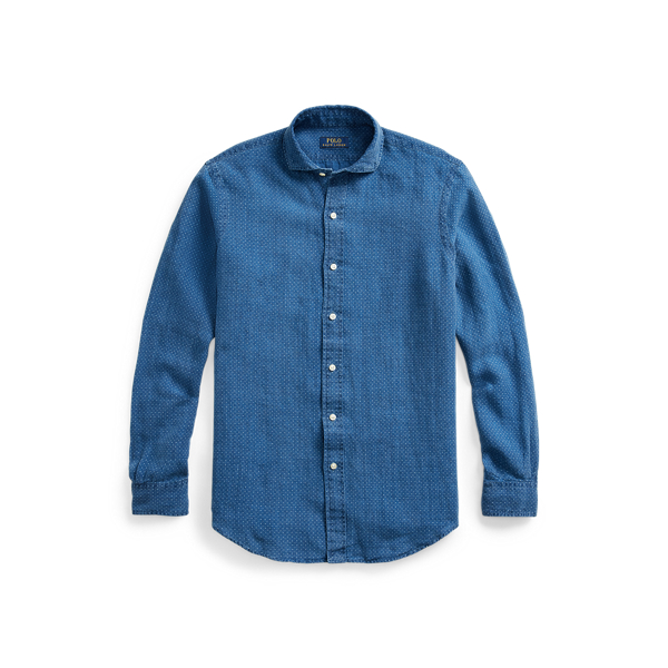 Diamond Geo Classic Fit Indigo Dot-Print Linen Shirt Polo Ralph Lauren 2
