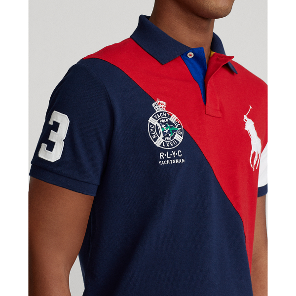 RL 2000 Red Multi Custom Slim Fit Big Pony Mesh Polo Shirt Polo Ralph Lauren 6