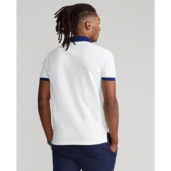 White Multi Custom Slim Fit Mesh Polo Shirt Polo Ralph Lauren 4