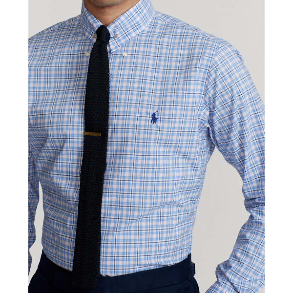 Cabanna Blue/Pink Multi Custom Fit Plaid Poplin Shirt Polo Ralph Lauren 5