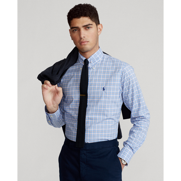 Cabanna Blue/Pink Multi Custom Fit Plaid Poplin Shirt Polo Ralph Lauren 6