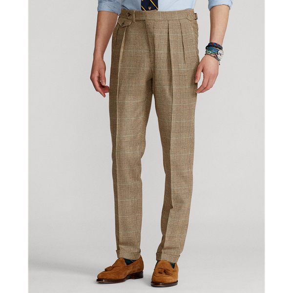 Brown/Tan Glen Plaid Pleated Plaid Tweed Suit Trouser Polo Ralph Lauren 4