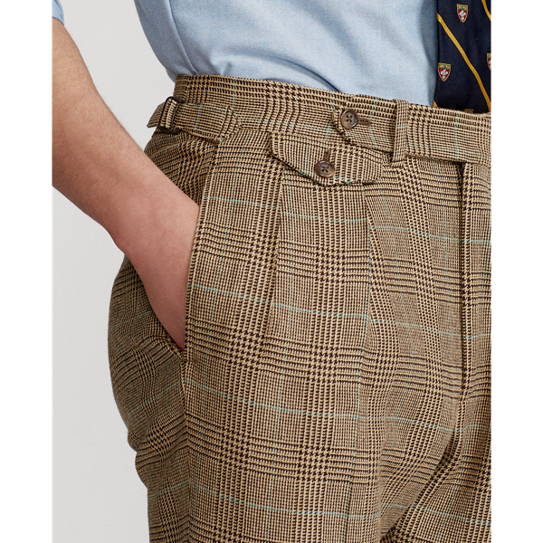 Brown/Tan Glen Plaid Pleated Plaid Tweed Suit Trouser Polo Ralph Lauren 6