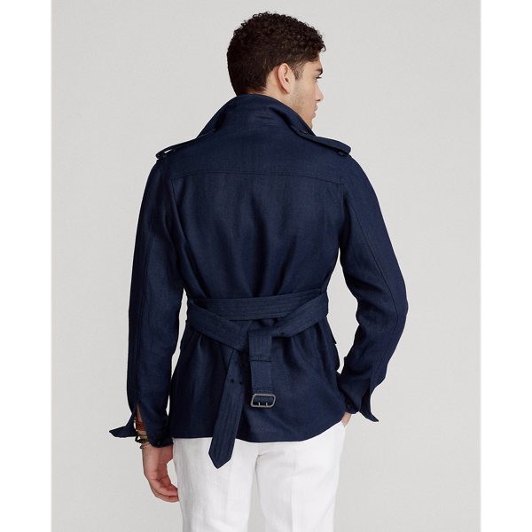 Navy Linen Belted Jacket Polo Ralph Lauren 5