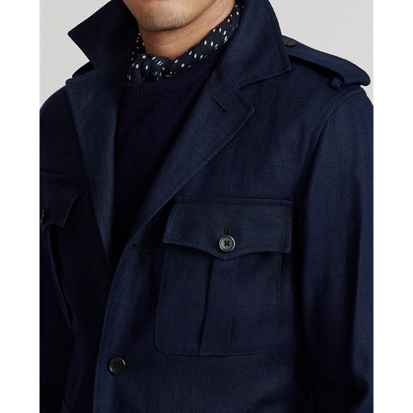 Navy Linen Belted Jacket Polo Ralph Lauren 6