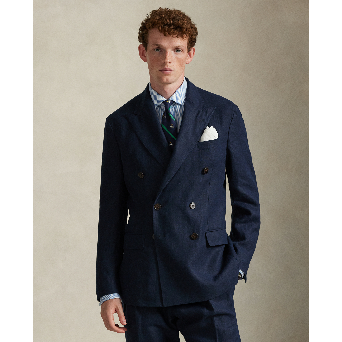 Мужской пиджак Polo Ralph Lauren Polo Soft Tailored Fit Linen Suit, цвет: Тёмный тёмно-синий — фото 5