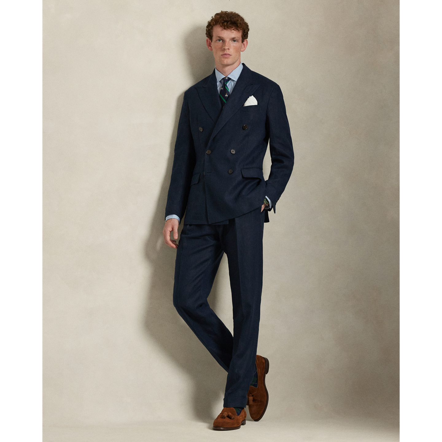Мужской пиджак Polo Ralph Lauren Polo Soft Tailored Fit Linen Suit, цвет: Тёмный тёмно-синий — фото 1