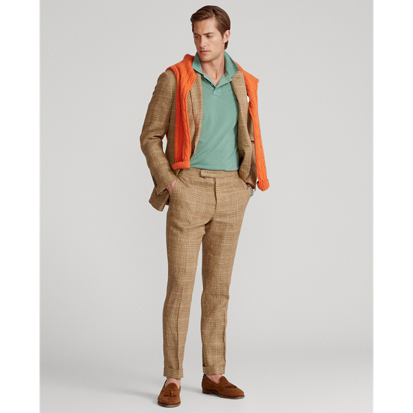 Camel/Tan Glen Plaid Linen Suit Trouser Polo Ralph Lauren 7