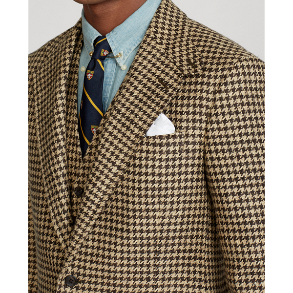 Brown/Tan The RL67 Houndstooth Tweed Jacket Polo Ralph Lauren 6