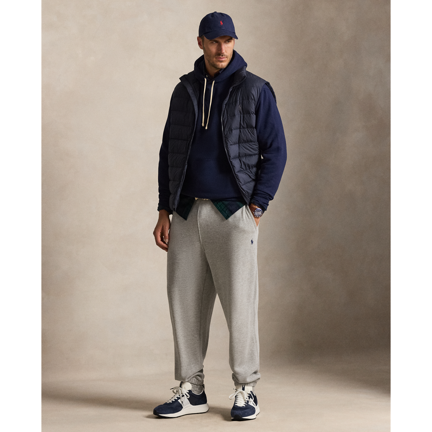 Мужские брюки Ralph Lauren The RL Fleece Sweatpant, цвет: Меланжевый — фото 4