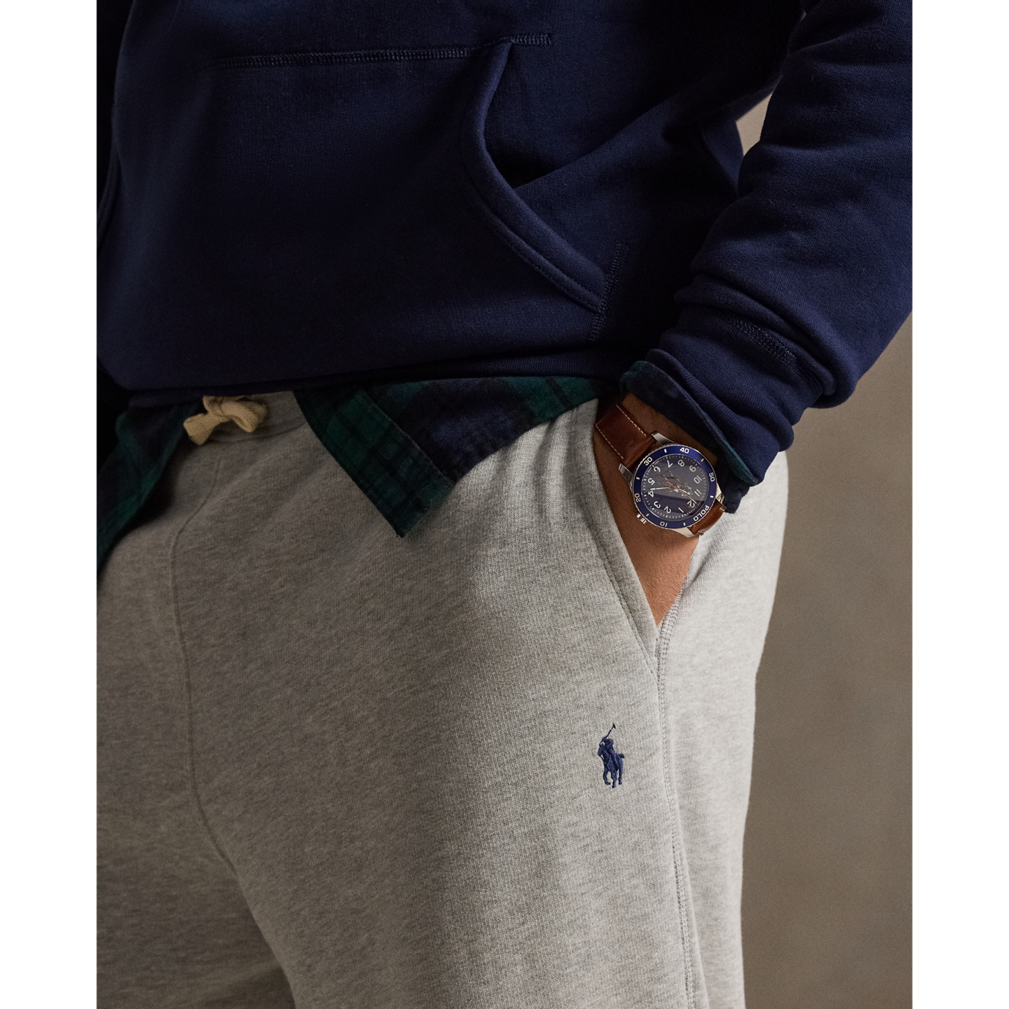 Мужские брюки Ralph Lauren The RL Fleece Sweatpant, цвет: Меланжевый — фото 3