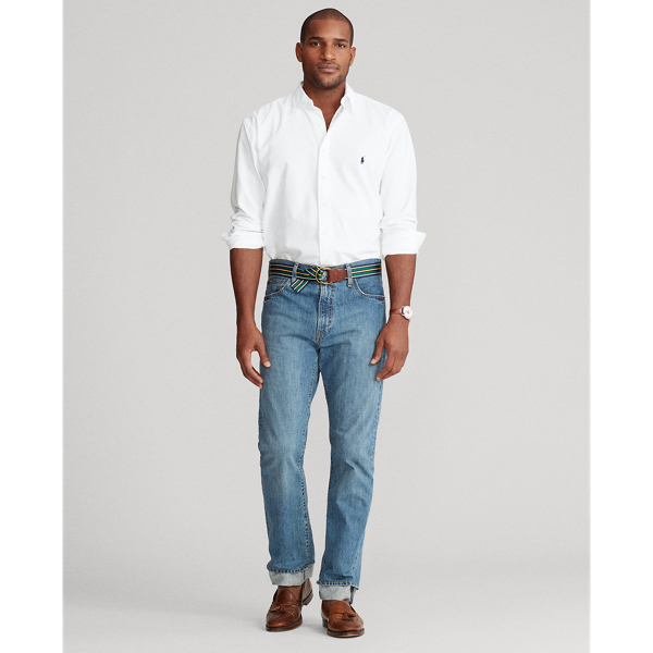 White/Dark Blue Garment-Dyed Oxford Shirt Big & Tall 4