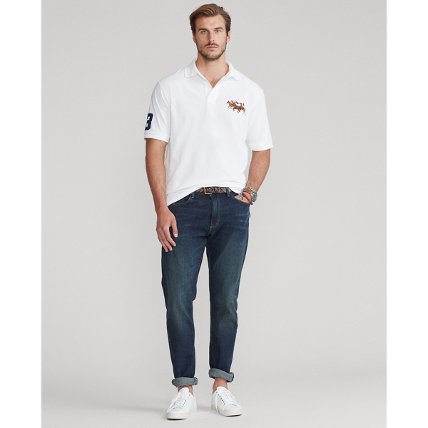 White Triple-Pony Mesh Polo Shirt Big & Tall 4