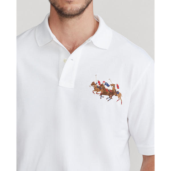 White Triple-Pony Mesh Polo Shirt Big & Tall 6