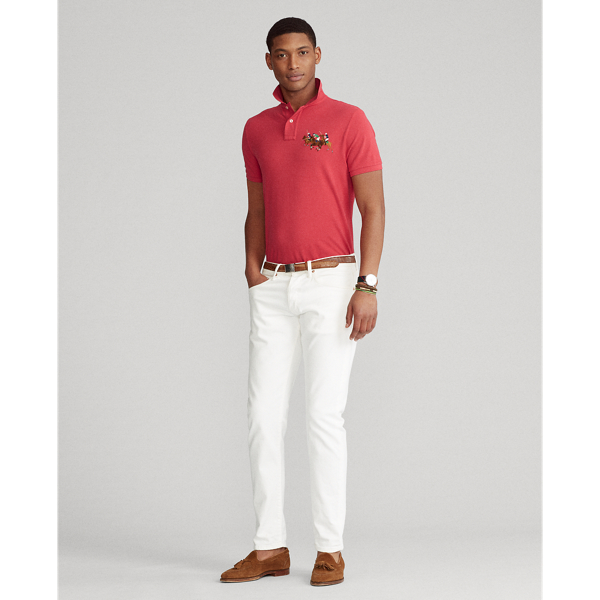 Sunrise Red Triple-Pony Mesh Polo Shirt Big & Tall 4