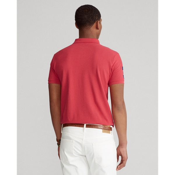 Sunrise Red Triple-Pony Mesh Polo Shirt Big & Tall 5